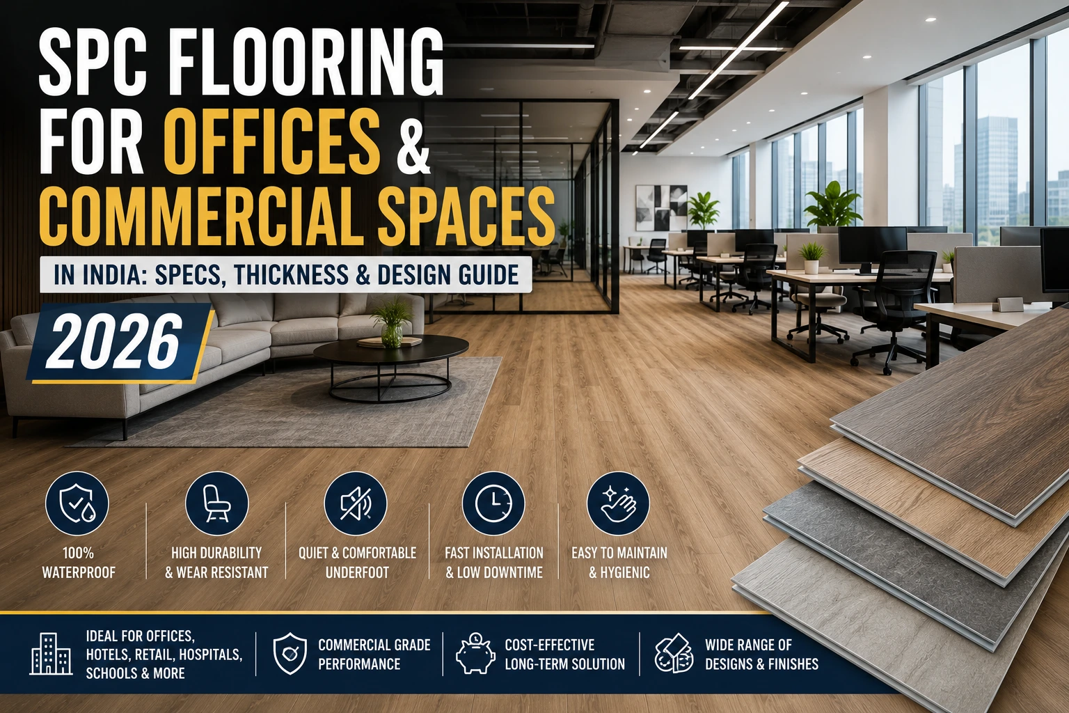 SPC Flooring for Offices and Commercial Spaces in India: Specs, Thickness and Design Guide 2026
